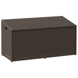FLUHAL Garden Storage Box 110x50x58 cm Poly Rattan - Brown