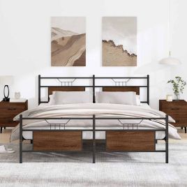 Metal Bedframe Brown Oak 180x200cm Super King