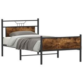 Bedframe Smoked Oak 100x190cm Engineered Wood