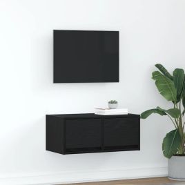TV Cabinet Black Oak 60x31x25.5 cm Engineered Wood