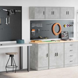 Garage Cabinets 2 pcs Concrete Grey Engineered Wood