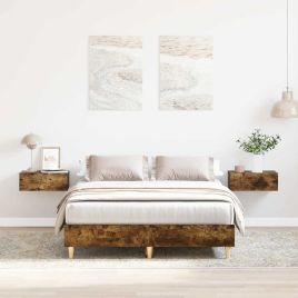 Bedframe Smoked Oak 135x190cm Double Engineered Wood
