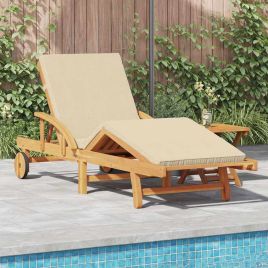 CLARIDG Sun Lounger Reclining 200x67x84 cm Acacia Wooden - Beige