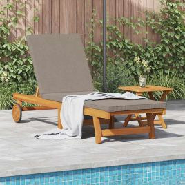 CLARIDG Sun Lounger Reclining 63x199x85cm Solid Acacia Wood - Brown