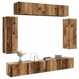 6 Piece TV Cabinet Set Wall-mounted Old Wood Engineered Wood