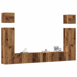 6 Piece TV Cabinet Set Wall-mounted Old Wood Engineered Wood