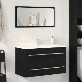 Bathroom Sink Cabinet Black Oak 80x38.5x48 cm Engineered Wood