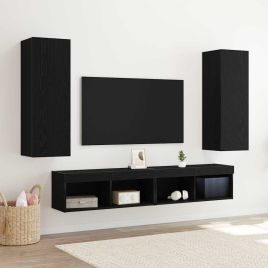 Wall-Mounted TV Cabinets - 2 pack, Black Oak, 30.5 x 30 x 90 cm, Made from Engineered Wood