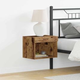 Wall Cabinet with LED Lights Old Wood 40x30x30 cm
