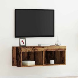 TV Wall Cabinet with LED Lights Old Wood 80x30x30 cm