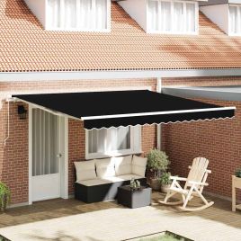 Manual Retractable Awning Black 400x300 cm