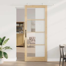 Sliding Door with Hardware Set 'ORKDAL'Solid Wood & Glass
