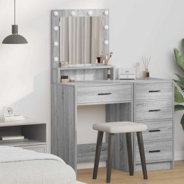 Grey sonoma Particle board 50 x 41 x 135 cm Mirror Vanity Table