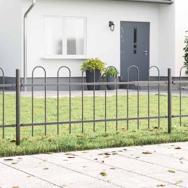 Garden Fence with Hoop Top Grey 5.1x0.6 m Steel