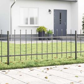 Garden Fence with Spear Top Grey 8.5x0.6 m Steel