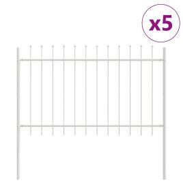 Garden Fence with Pointy Top - White, 8.5m x 0.8m, Made of Steel