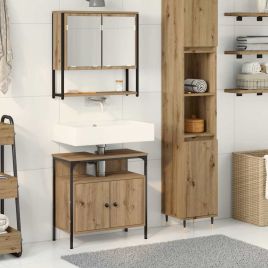 2 Piece Bathroom Furniture Set Artisan Oak Engineered Wood