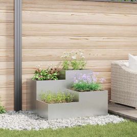 REHAL Garden Planter 80x80x60 cm Galvanised Steel - Silver