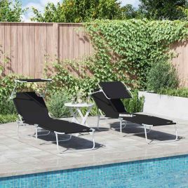 TARCOVE Sun Lounger Folding 2 pcs 58x188x77cm Polyester - Black
