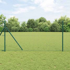 Fence Posts 7 pcs Green Diameter 32 mm 150 cm Galvanised Steel
