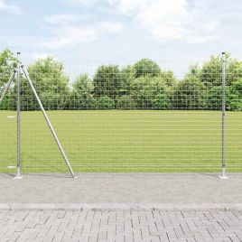 Fence Posts with Base Plates 7 pcs Diameter 32mm 83,5cm Galvanised Steel