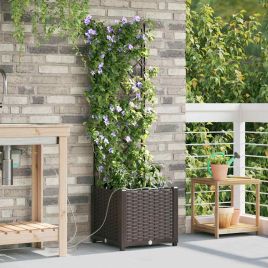 LIHRIDG Garden Planter 40x40x142 cm Steel - Brown