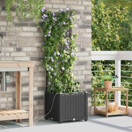 LIHRIDG Garden Planter 40x40x142 cm Steel - Black