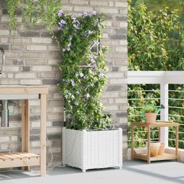 LIHRIDG Garden Planter 40x40x142 cm Steel - White
