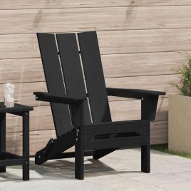 PAOFORD Folding Adirondack Chair 80.5x74.5x92 cm HDPE - Black