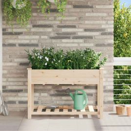 PADEN Garden Planter 115x59x76.5 cm Solid Fir Wood - Beige