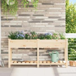 PADEN Garden Planter 161.5x45x76.5 cm Solid Fir Wood - Beige