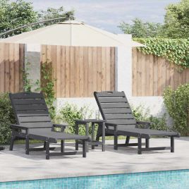 Sun Loungers 2 pcs Light Grey 162x53x98.5 cm HDPE