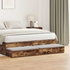 Bed Drawers Smoked Oak 140x36,5x16,5 cm Engineered Wood