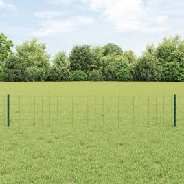 Euro Fence with 5 U Posts Green 0.4x10 m Steel