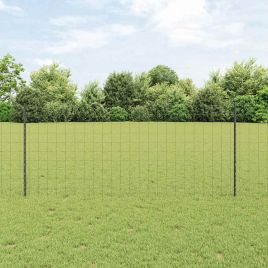 Garden Fence Set Set of 2 Grey Powder-Coated Steel 10 x 1 m