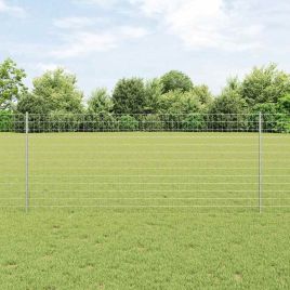 Euro Fence with 22 U Posts Silver 1x25 m Steel