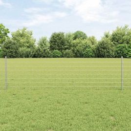 Euro Fence with 5 U Posts Silver 0,6x10 m Steel