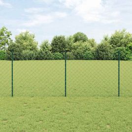 Chain Link Fence with 10 U Posts Green 1x10 m Steel