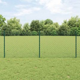 Chain Link Fence with 22 U Posts Green 0.8x25 m Steel