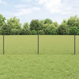 Chain Link Fence with 10 U Posts Grey 0.6x10 m Steel