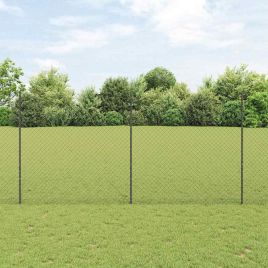 Chain Link Fence with 20 U Posts Grey 1.5x10 m Steel