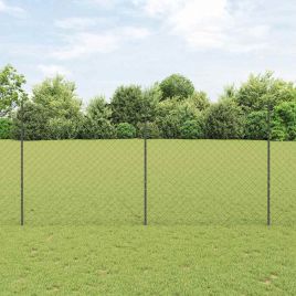 Chain Link Fence with 44 U Posts Grey 1.6x25 m Steel