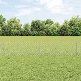 Chain Link Fence with 10 U Posts Silver 0.4x10 m Steel