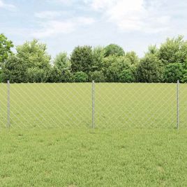 Chain Link Fence with 10 U Posts Silver 0.6x10 m Steel