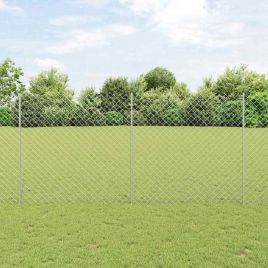 Chain Link Fence with 20 U Posts Silver 1.5x10 m Steel