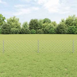 Chain Link Fence with 22 U Posts Silver 0.4x25 m Steel