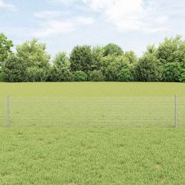 Welded Wire Fence with 11 U Posts Silver 0.4x25 m Steel