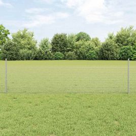 Welded Wire Fence with 22 U Posts Silver 0.5x50 m Steel