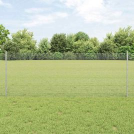 Welded Wire Fence with 22 U Posts Silver 0.8x50 m Steel