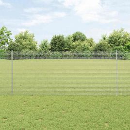 Welded Wire Fence with 44 U Posts Silver 1x50 m Steel